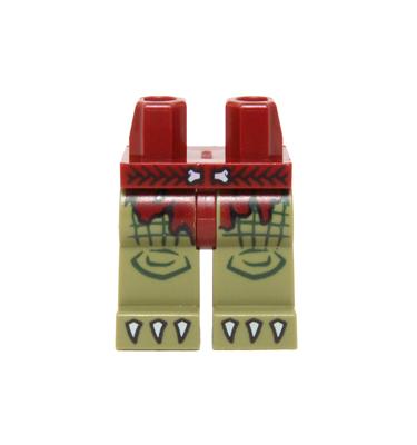 Minifigura csípő és olívazöld lábak - mintás/matricás