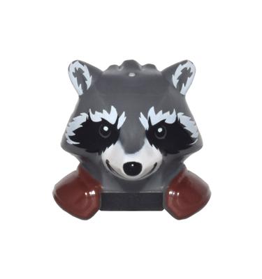 Minifigura mosómedve fej (Rocket) - mintás/matricás