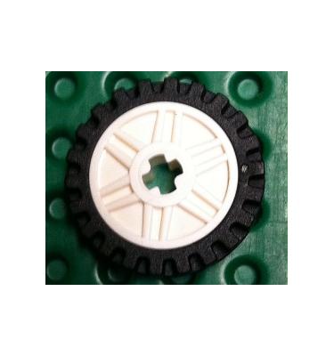 Kerék 18mm D. x 8mm, fekete 24mm D. x 7mm gumiabronccsal Offset futófelülettel
