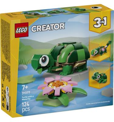 Teknős egy vízililiom-virággal