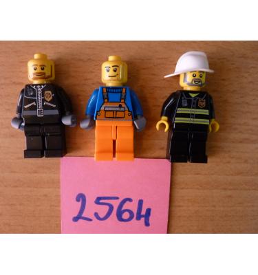 3 db Lego figura: tűzoltó, rendőr, munkás