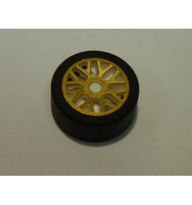 Felni 11mm D. x 6mm 8 'Y' küllőkkel, arany mintával + fekete abroncs 14mm D. x 6mm tömör sima (93595pb01 / 50945) - mintás/matricás