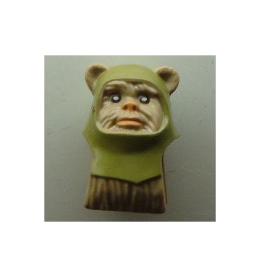 Minifigura fej (Ewok) - mintás/matricás